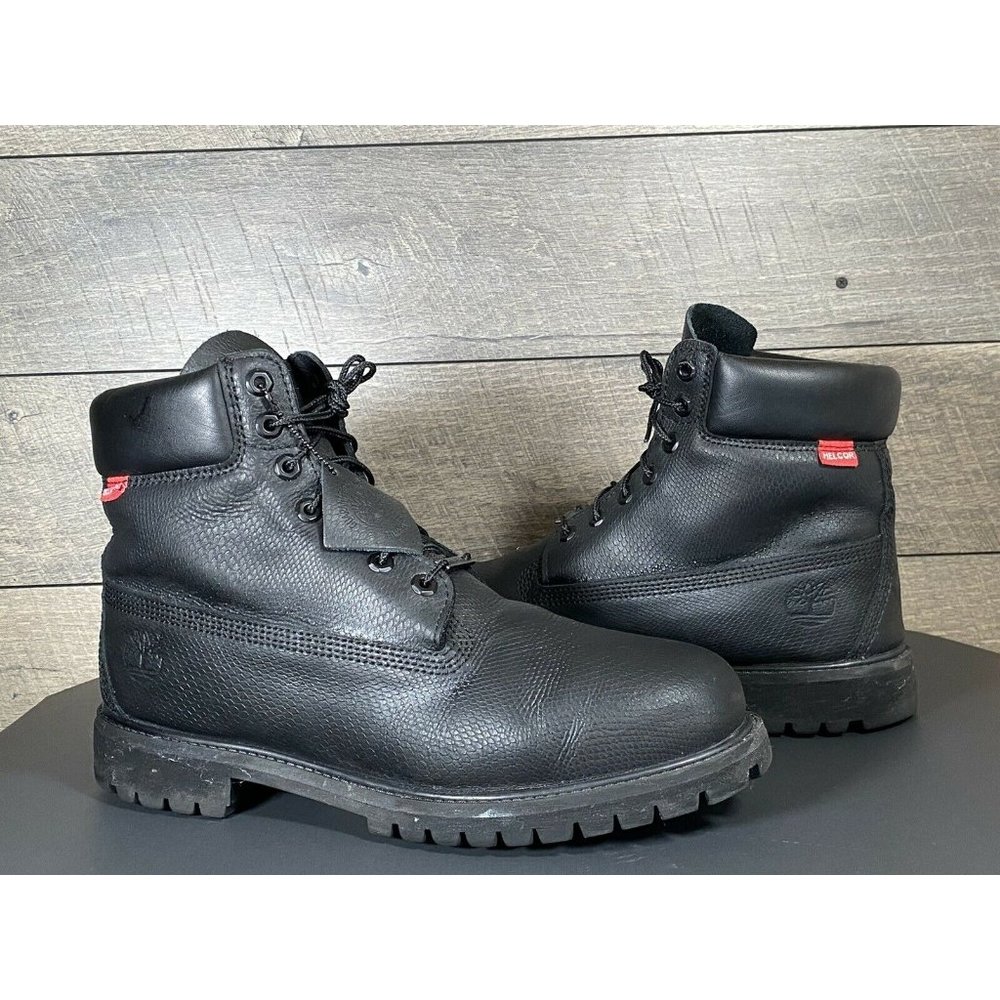 Timberland 6859A HELCOR Black Leather 6 Inch Boots Men Size 11.5 Prima Loft 400